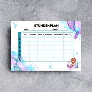 Horaires "Sirène/Sirène" pour les filles pour la scolarisation primaire/scolaire à imprimer soi-même