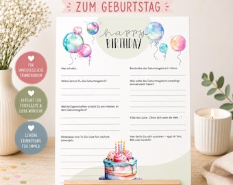 Livre d'or d'anniversaire – Cartes d'anniversaire à remplir avec amour | Idée cadeau et souvenir