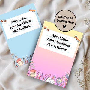 Descarga digital: Tarjeta de graduación de 4to grado | Recuerdos | regalo de despedida | Formato A5