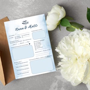 Gästebuchkarten mit Fragen zum Ausfüllen / Maritime Hochzeit / Spielideen / Andenken / Erinnerung - DIN A4 & A5