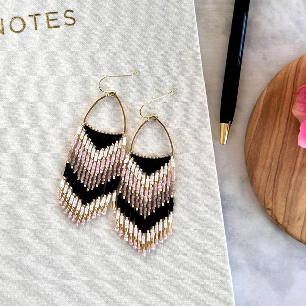 Seed Bead Fringe Earrings | Boho Chic Statement Dangles