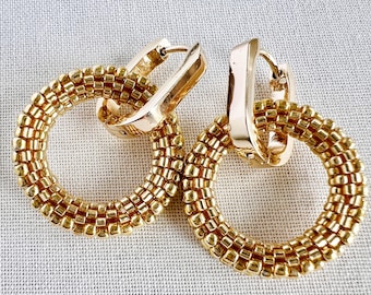 Gold Beaded Hoop Earrings | Minimalist Everyday Jewelry