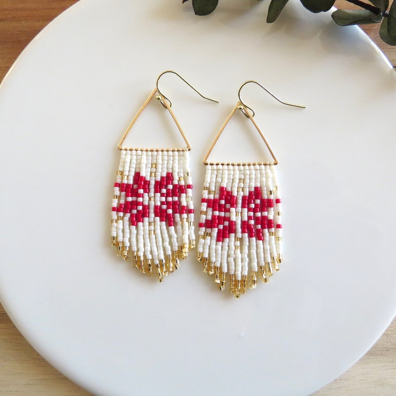 Lauren Faire Isle Nordic Beaded Fringe Earrings