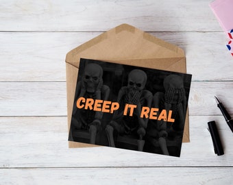 Juego de cartas de Halloween / Juegos de palabras de Halloween / Tarjeta esqueleto de Halloween / Creep it real / Juego de cartas de Halloween / Paquete de cartas de otoño / regalo para amigos