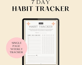 7 Day Habit Tracker: Weekly Digital Goal Planner (PDF)