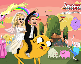 Personalized Adventure Time Portrait | Digital Family Portrait | Cartoon Portrait | Anniversary Gift | Birthday Gift | Custom Illustration