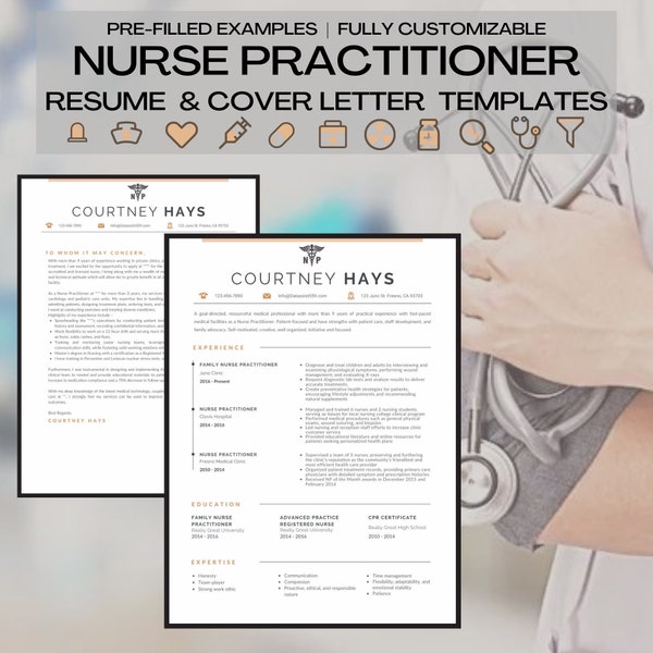 Nurse Practitioner Resume Template Set, Prefilled, Daily Planner