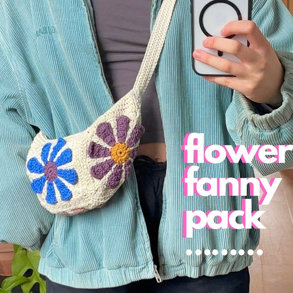 Flower fanny pack crossbody crochet pattern