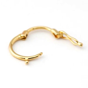 Buckle Clip Lock Charm Holder Lock 14k Gold Vermeil Handmade Round Shape Push Lock Handmade Link Connector Designer Enhancer Charm Jewelry