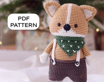 PDF PATTERN - The Little Otis Pattern, Corgi puppy crochet pattern, amigurumi crochet pattern