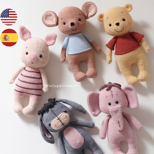 PATTERN BUNDLE 5 IN 1 - Winnie and Friends Crochet Pattern, Amigurumi crochet pattern