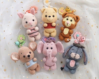 Bundle 6 in 1 Winnie and Friends Crochet Keychain (Read the description carefully)