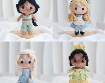 Princess Doll Crochet Pattern, Amigurumi Keychain Tutorial (Digital Download)