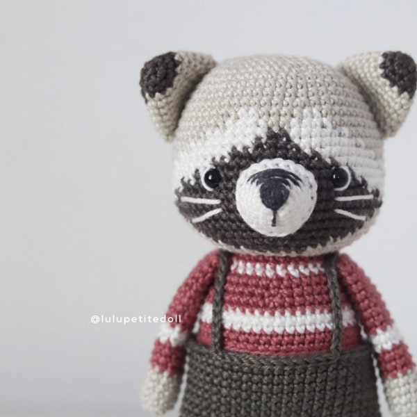 PATRÓN PDF - Patrón Pequeño Mapache a Ganchillo, Patrón Mapache a Ganchillo, Patrón Amigurumi a crochet, Idioma: Inglés