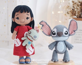 PDF PATTERN - The Hawaii Doll And Blue Monster Crochet Pattern (NOT the finished doll)