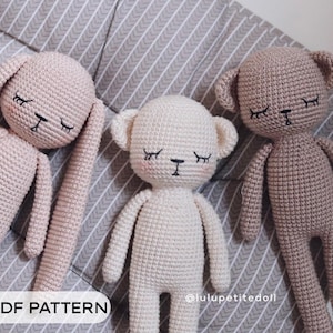 PDF PATTERN - The Giffy and Sleepy Crochet Pattern, Bunny pattern, Bear pattern, Amigurumi crochet pattern