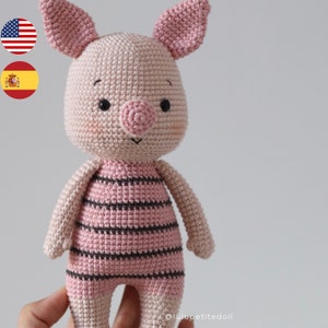 PDF PATTERN - The Happy Pig Crochet Pattern, Pig Crochet Pattern, Amigurumi crochet pattern, Language: English/Spanish