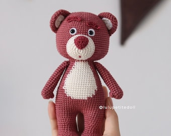 PDF PATTERN - Strawberry Bear Crochet Pattern, Bear Crochet Pattern, Amigurumi crochet pattern