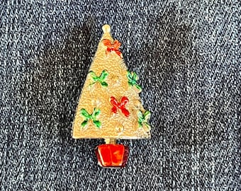 Hand-painted Vintage Christmas Tree Pin