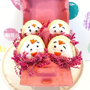 Easter Egg Carton, Wreath Attachment,  Faux Chick Cookies in Carton, Easter Tiered Tray Decor, Centerpiece Embellishment, Fake Cookies