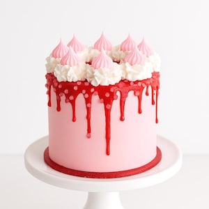 Christmas Cake for Display, Christmas Tier Tray Decor, Artificial Cake, Photo Prop, Dummy Cake, Faux Fondant Cake, Faux Pink Christmas Cake