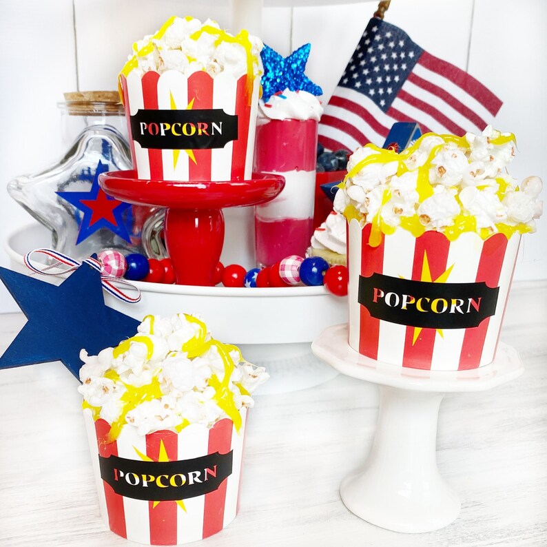 Faux Popcorn With Artificial Butter for Tiered Tray Summer Etsy