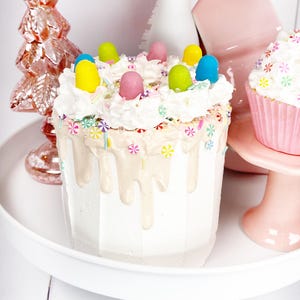 Christmas Cake for Display, Christmas Tier Tray Decor, Artificial Cake, Photo Prop, Dummy Cake, Faux Fondant Cake, Faux Pink Christmas Cake
