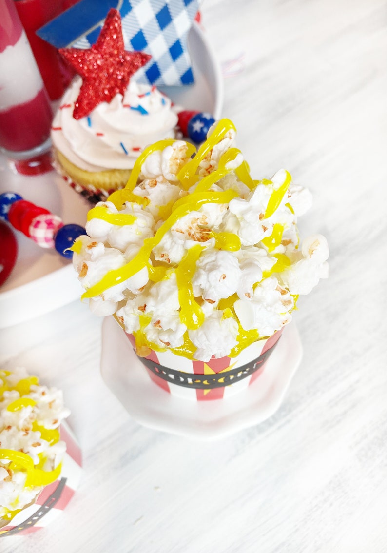 Faux Popcorn With Artificial Butter for Tiered Tray Summer Etsy