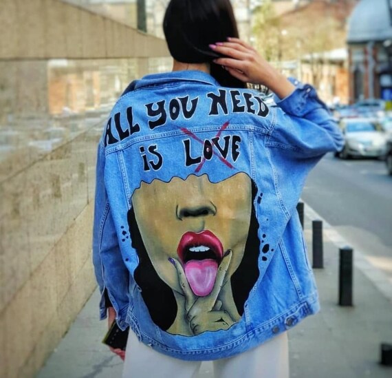 Unique Denim Jacket Hand Painted 