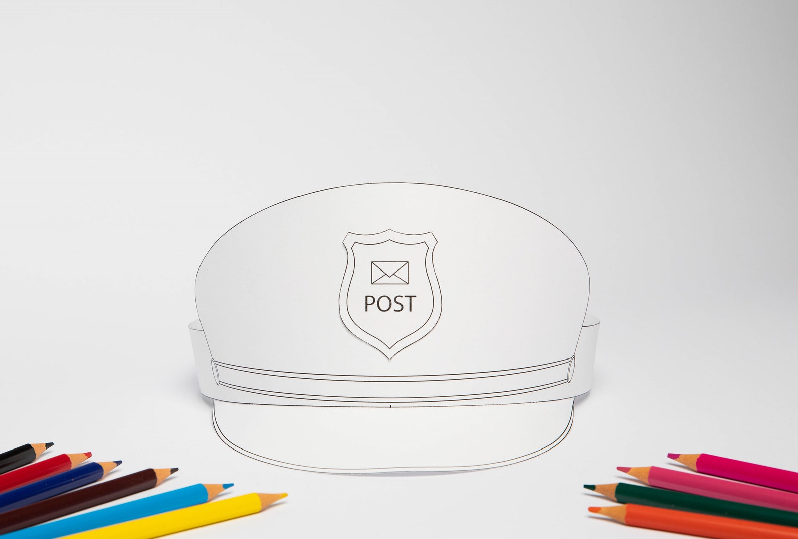 Printable Coloring Postman Paper Cap Pdf Template Digital Download Fun ...