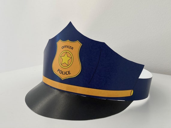 Printable Police Paper Cap Colored Coloring Crown Pattern Kids