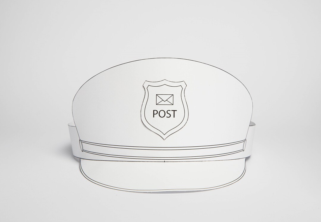 Printable Coloring Postman Paper Cap Pdf Template Digital Download Fun
