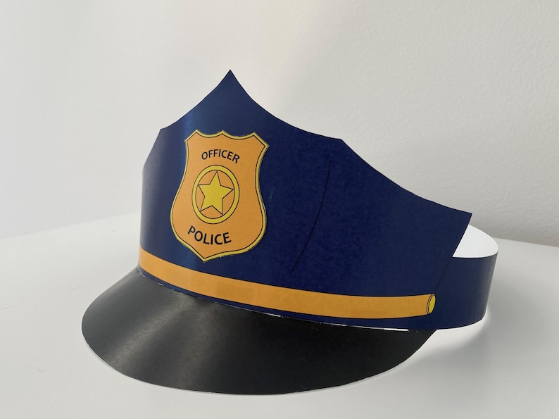 Printable Police Paper Cap Colored Fun Kids Craft pdf Instant Download Pretend Play Party Policeman Costume Great for Birthday Celebration zdjęcie 2