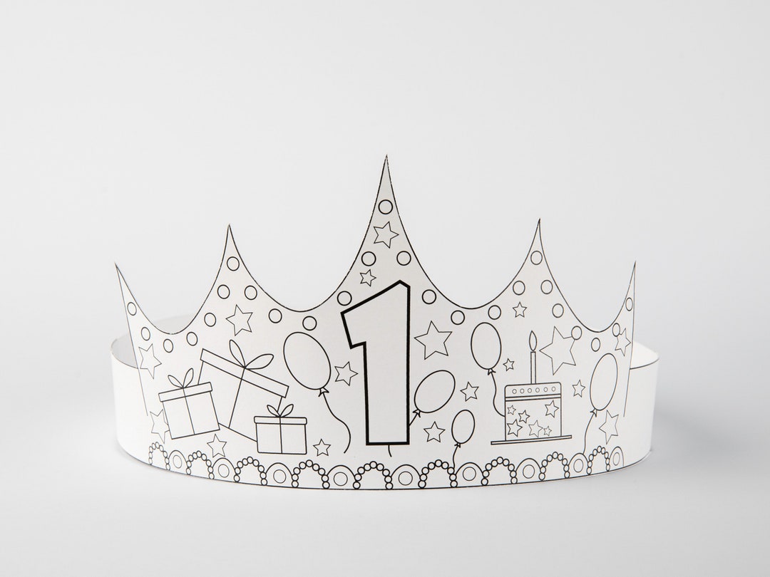 Printable Birthday Number Paper Crown 1st Birthday Coloring Pattern ...