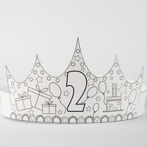 Numéro d'anniversaire imprimable Couronne en papier 2e anniversaire de mariage Modèle pdf à colorier Modèle de fête Artisanat DIY Costume Téléchargement instantané Impressionnant photoshoot pour enfants