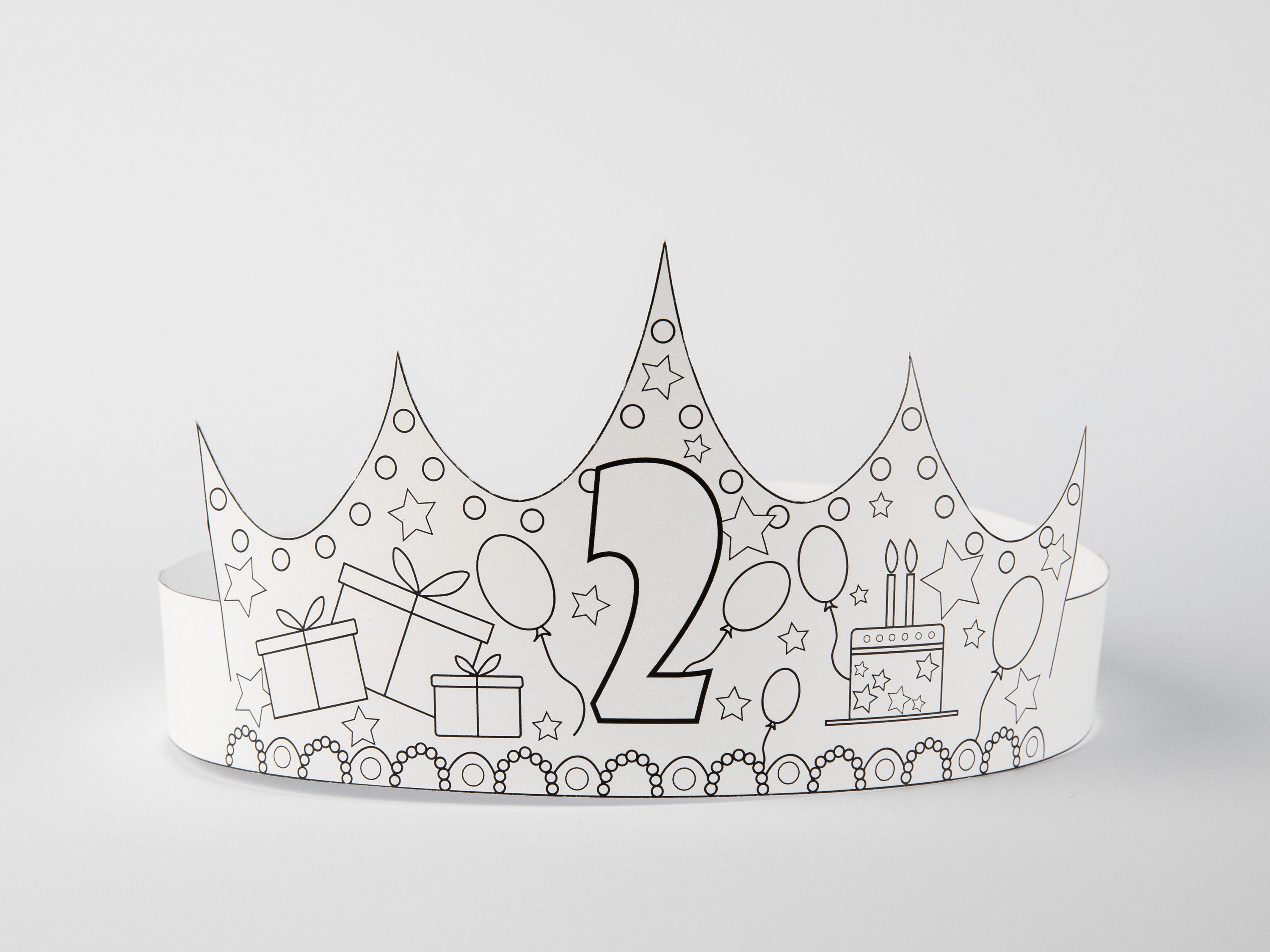 Printable Birthday Number Paper Crown 2nd B day Coloring Pdf Template Party Craft DIY Costume Instant Download Awesome Kids Photoshoot Etsy UK