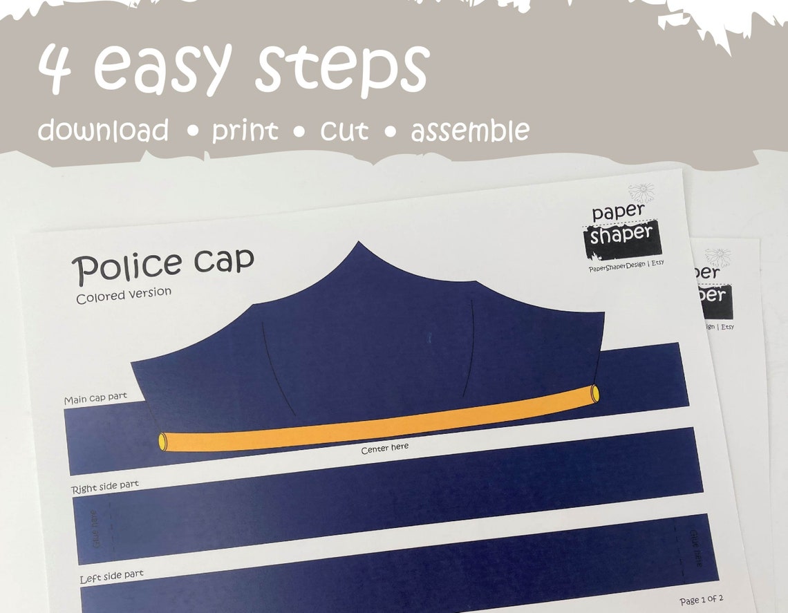 Printable Police Paper Cap Colored Fun Kids Craft Pdf Instant - Etsy