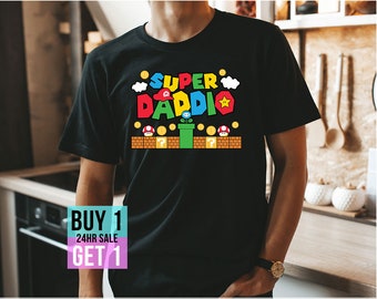 Super Daddio T-Shirt | Father&#39;s Day Shirt | Funny Saying Fathers Day Gift | Gift For Dad  | Cool Dad Shirt | Video Game Dad