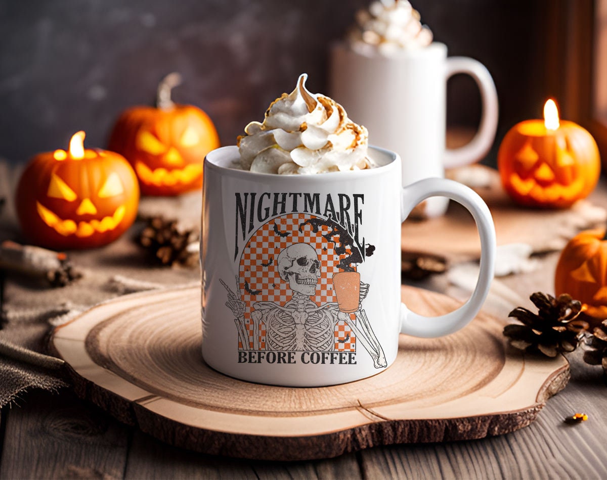 Nightmare Before Coffee Skeleton Coffee Mug | Halloween Coffee Mug ...
