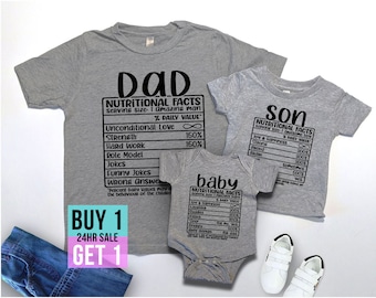 Matching Family Nutritional T-Shirts | Father&#39;s Day Shirt | First Fathers Day Gift | Gift For Family  | Matching Father Son | 1st Fathers