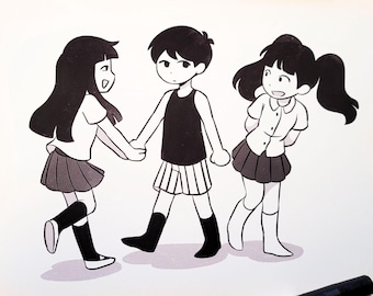 Omori Yume Nikki A5 A4 Art Print - 'A New Monochrome Friend'
