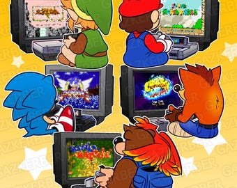 3" Big Vinyl Sticker - 'Nostalgia' Video Game Mascots