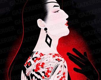A5 A4 Art Print - 'Madame Black' 80s Goromi