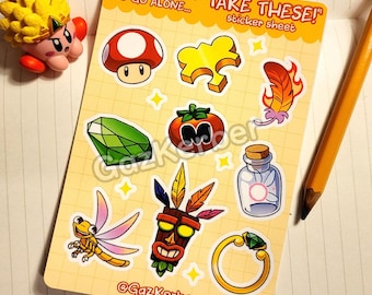 Sticker sheet - Game items | matte vinyl waterproof
