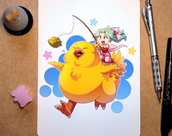 FFVI A5 Art Print - Terra and Fat Chocobo
