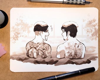 A5 Art Print - 'Hot Springs' Kazumaji