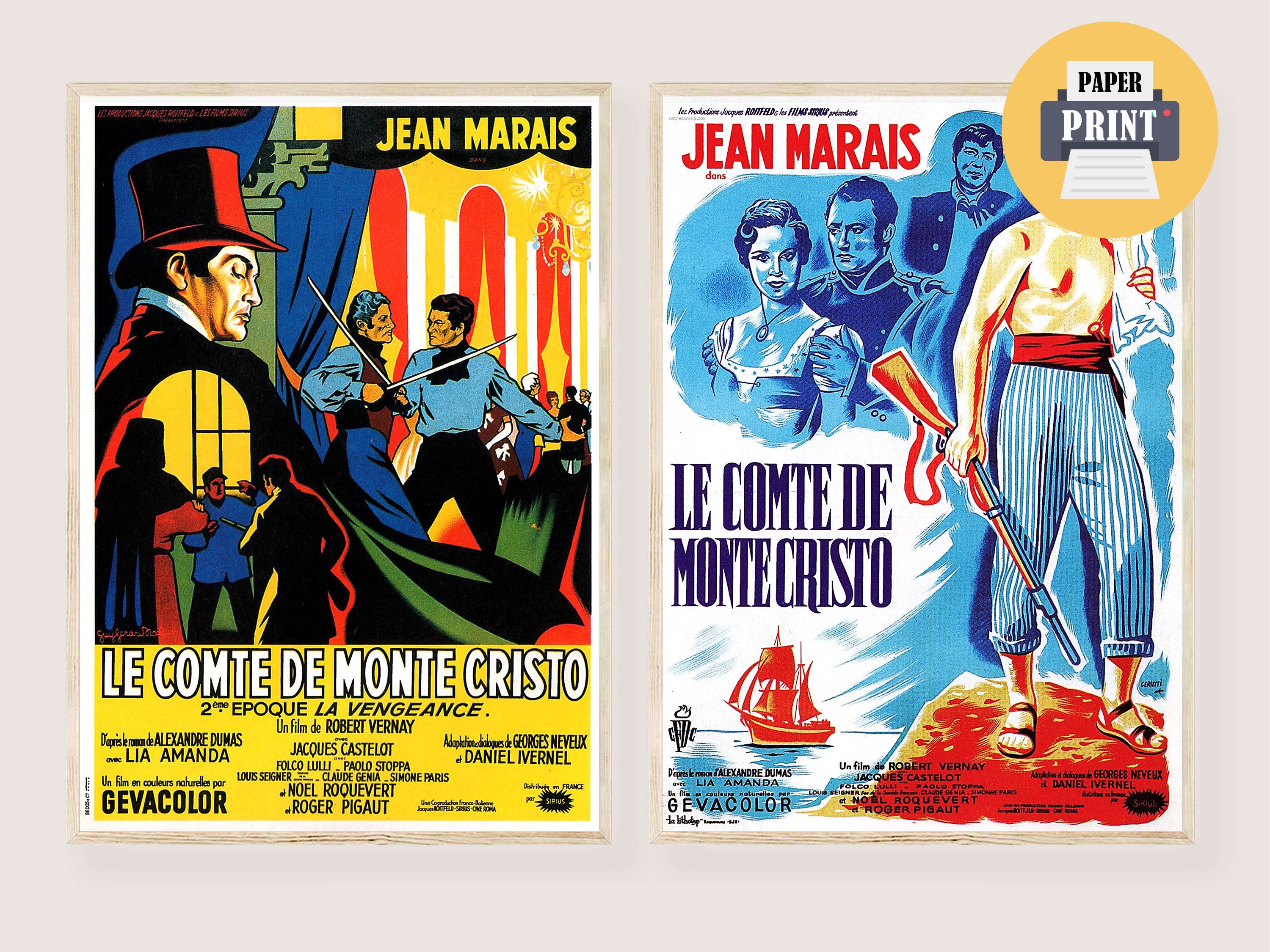 Count of Monte Cristo Movie Poster Prints Jean Marais - Etsy
