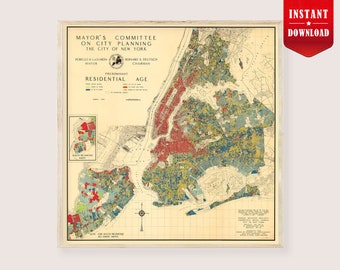 1938年ニューヨーク市地図プリント｜ニューヨーク市絵ポスター