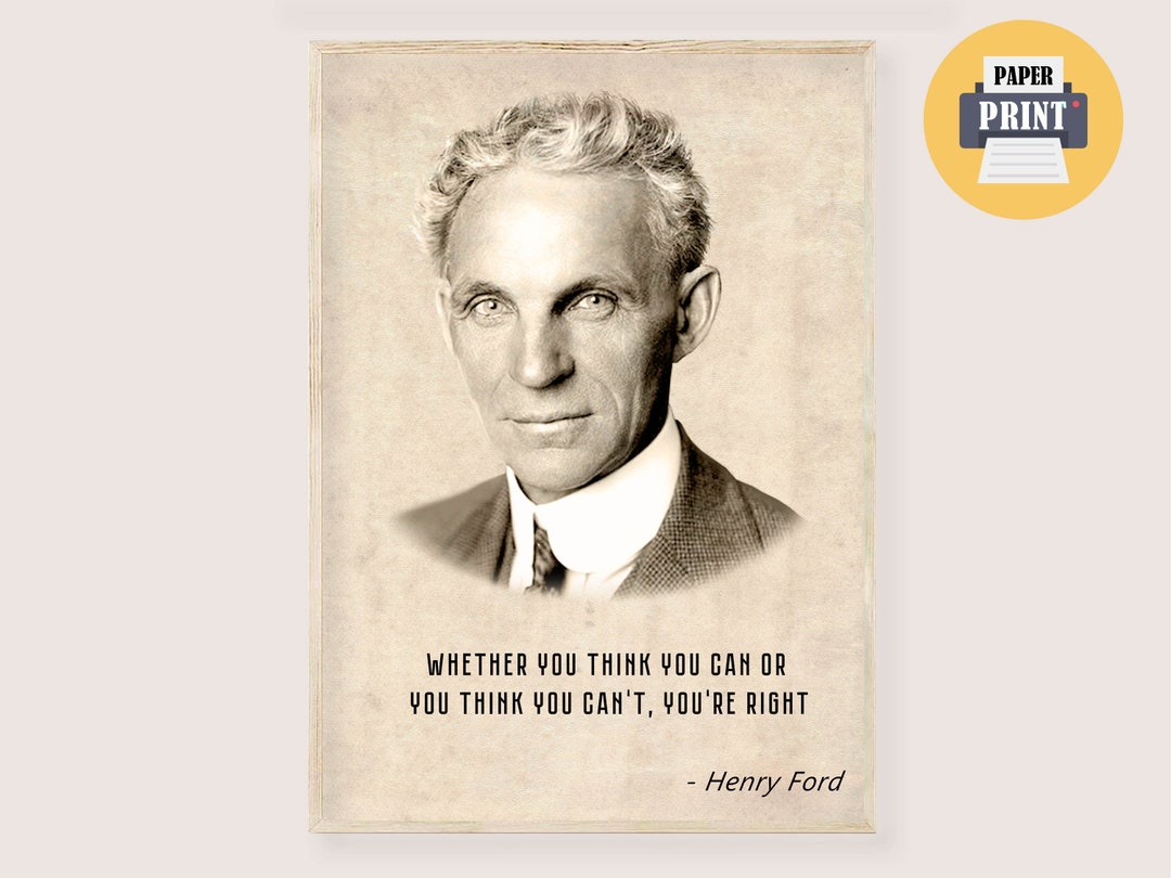 Henry Ford Art Print Henry Ford Quote Poster, Henry Ford Portrait Quote Wall Art, Henry Ford ...