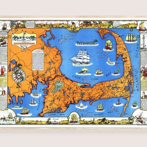 Old Map Cape Cod Art Print Barnstable County Map Download - Etsy